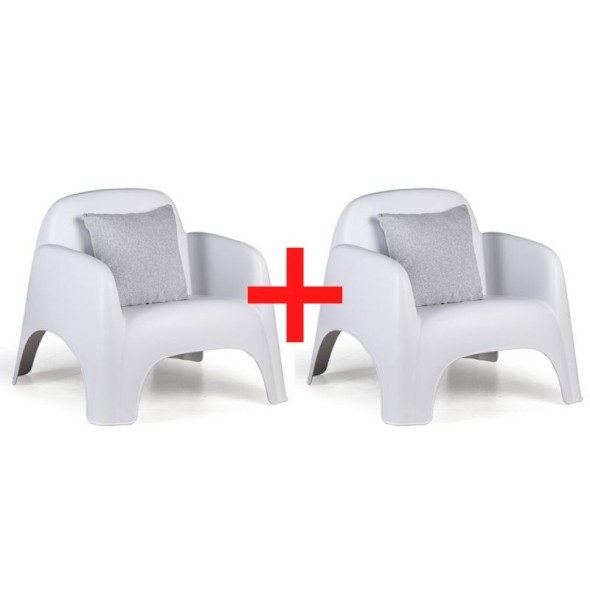 Fotel plastikowy BOW, biały, 1+1 Gratis