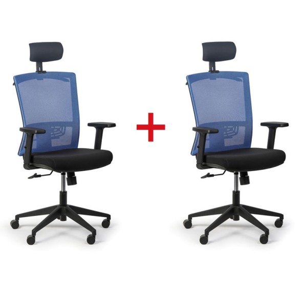 Krzesło biurowe FELIX, 1 + 1 GRATIS, niebieski