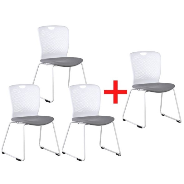  Krzesło plastikowe DOT, szare, 3+1 Gratis