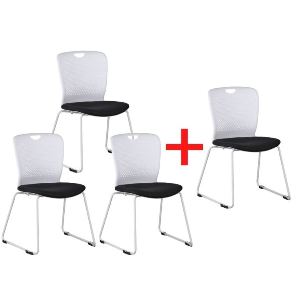  Krzesło plastikowe DOT, czarne, 3+1 Gratis