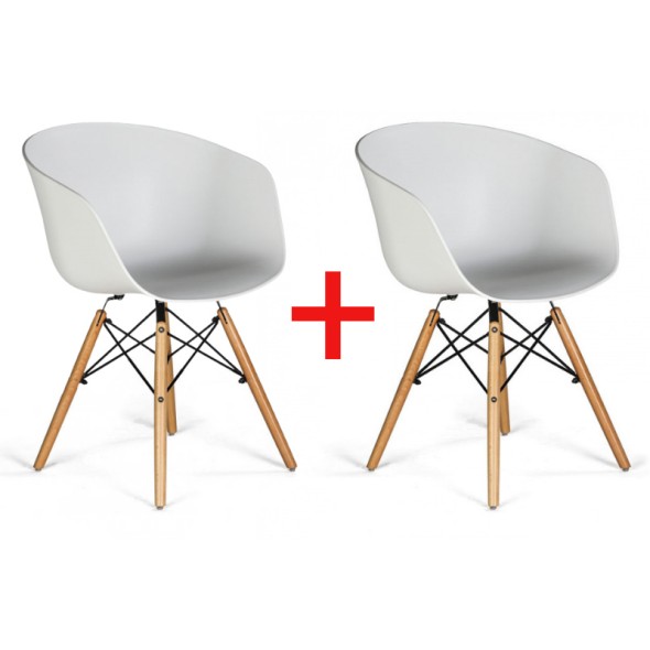 Krzesła stołowe NORDY X 1+1 GRATIS, białe