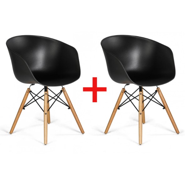 Krzesła stołowe NORDY X 1+1 GRATIS, czarne