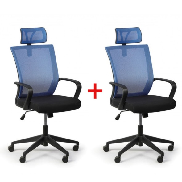 Fotel biurowy Basic 1+1 GRATIS, niebieski