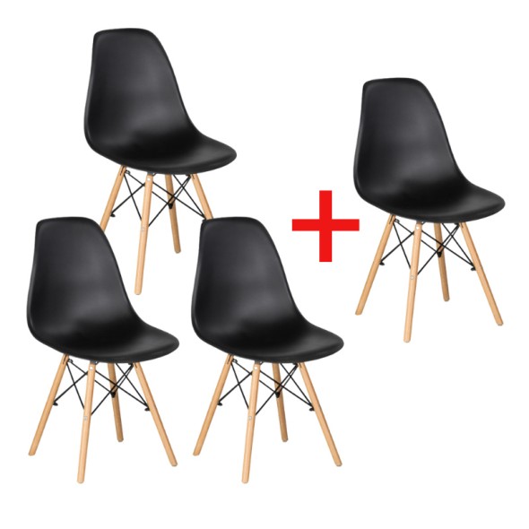 Krzesło do jadalni SANDY 3+1 GRATIS, czarne