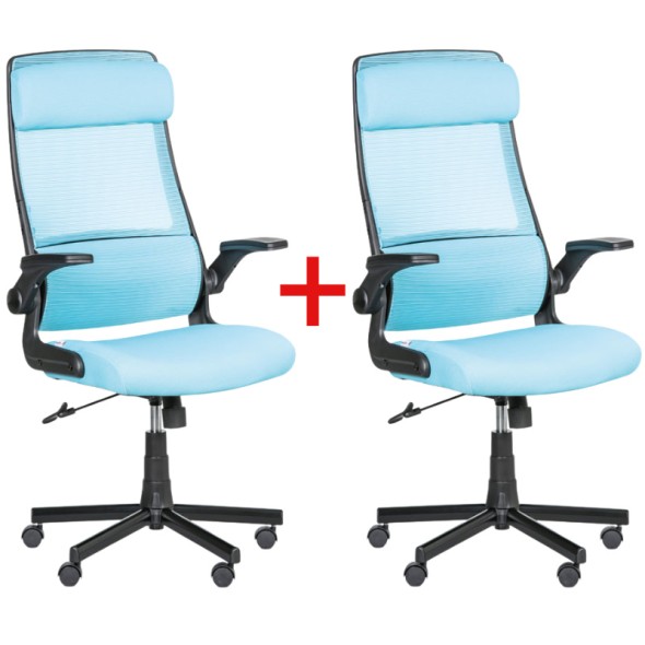 Krzesło biurowe Eiger 1+1 Gratis, niebieski