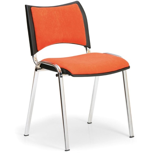 Krzesło konferencyjne SMART - chromowane nogi, bez podłokietników, pomarańczowy
