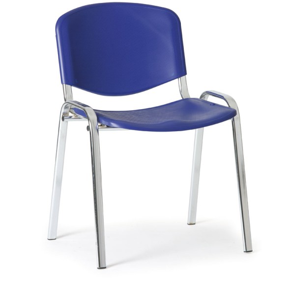 Plastikowe krzesło ISO, niebieski - kolor konstrucji chrom