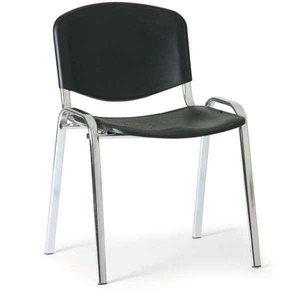 Plastikowe krzesło ISO, czarne, konstrukcja chrom