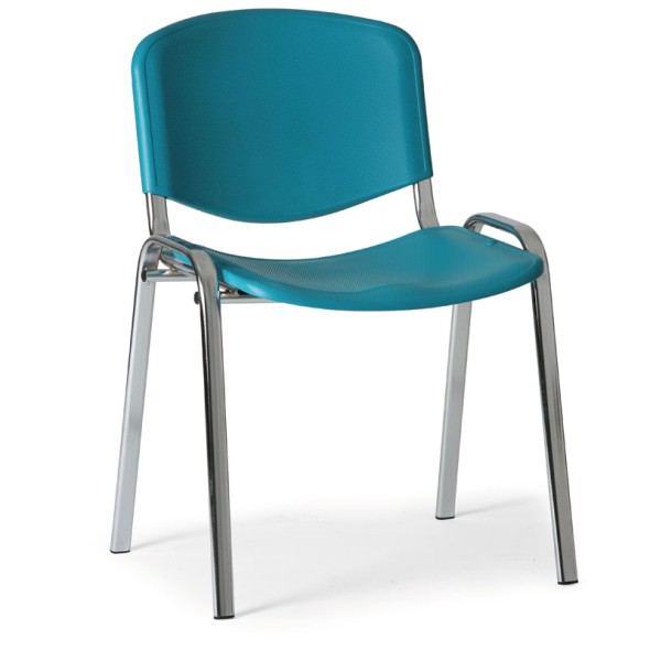 Plastikowe krzesło ISO, zielone, konstrukcja chrom
