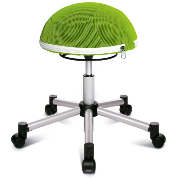 Krzesło dla zdrowych pleców HALF BALL, krzyż metalowy, zielona