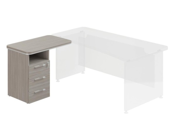 Schreibtischcontainer, Beistellcontainer WELS, 3 Schubladen, rechts, Eiche grau