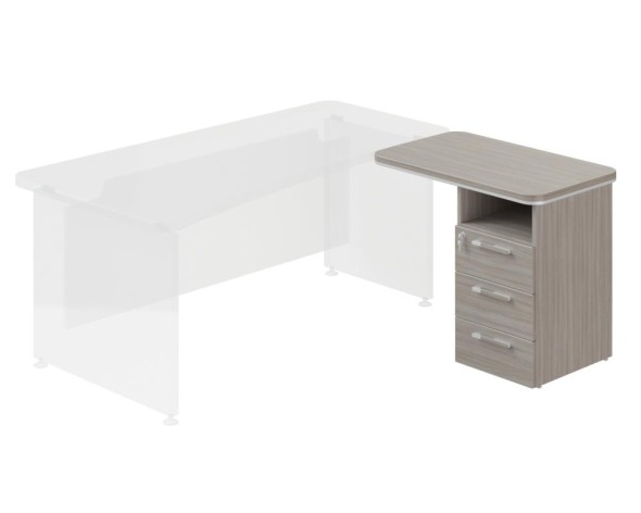 Schreibtischcontainer, Beistellcontainer WELS, 3 Schubladen, links, Eiche grau