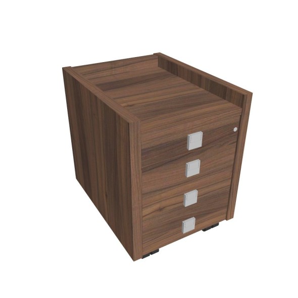Schreibtischcontainer, Rollcontainer ASSIST, 4 Schubladen, Nussbaum
