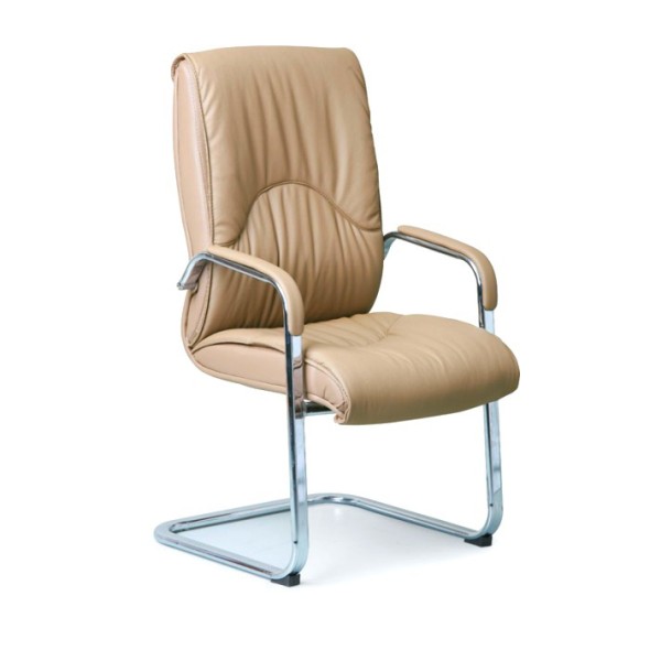 Freischwinger Stuhl aus Leder LUX, Beige