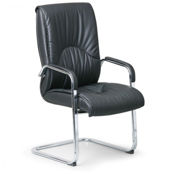 Freischwinger Stuhl aus Leder LUX, Leder, schwarz