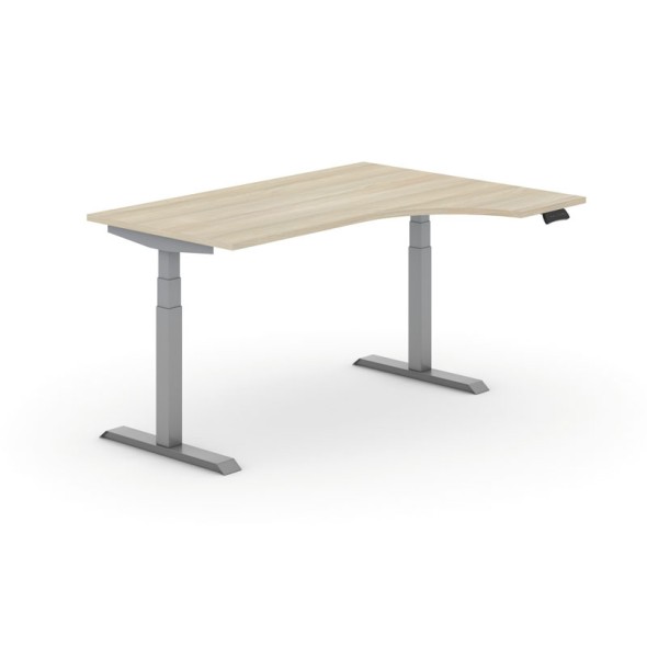 Höhenverstellbarer Tisch PRIMO ADAPT, elektrisch, ergonomisch, rechts, 1600x1200x625-1275 mm, Eiche