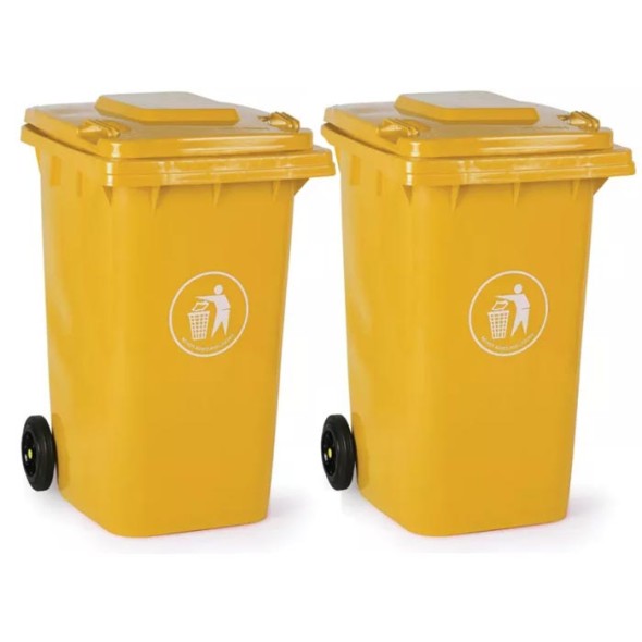 2x Kunststoff-Mülltonne 240 Liter, gelb