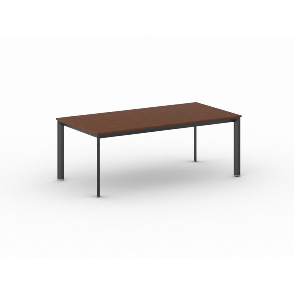Konferenztisch, Besprechungstisch PRIMO INVITATION 200x100 cm, schwarzes Fußgestell, Kirschbaum