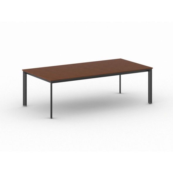 Konferenztisch, Besprechungstisch PRIMO INVITATION 240x120 cm, schwarzes Fußgestell, Kirschbaum
