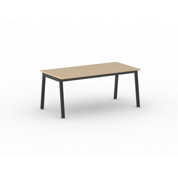 Schreibtisch, Mehrzwecktisch PRIMO BASIC, 180x90 cm, schwarzes Fußgestell, Buche