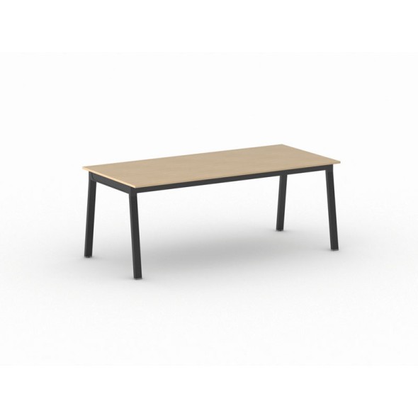 Schreibtisch, Mehrzwecktisch PRIMO BASIC, 200x90 cm, schwarzes Fußgestell, Buche