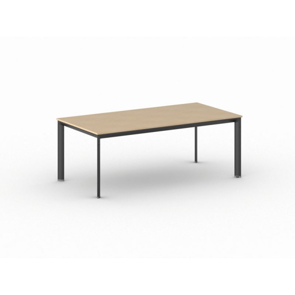 Konferenztisch, Besprechungstisch PRIMO INVITATION 200x100 cm, schwarzes Fußgestell, Buche
