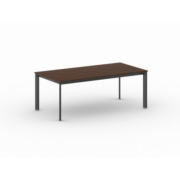 Konferenztisch, Besprechungstisch PRIMO INVITATION 200x100 cm, schwarzes Fußgestell, Nussbaum