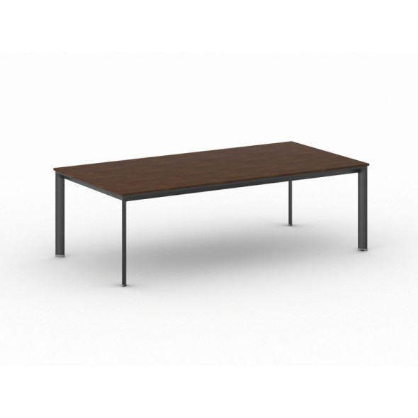 Konferenztisch, Besprechungstisch PRIMO INVITATION 240x120 cm, schwarzes Fußgestell, Nussbaum