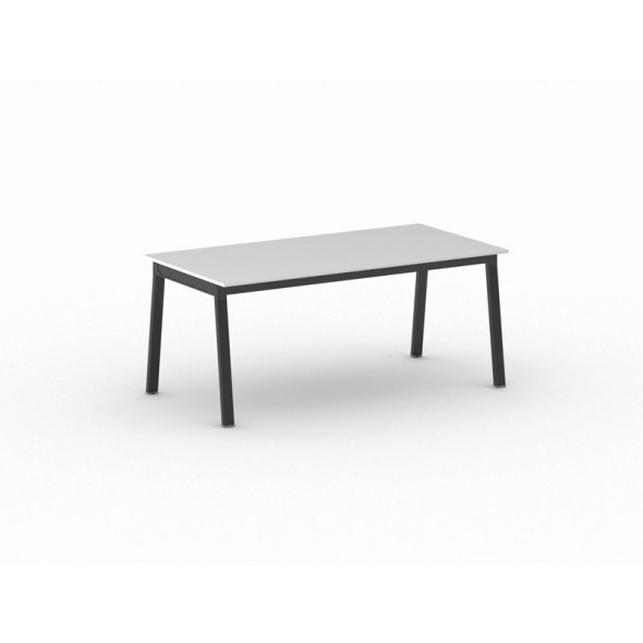 Schreibtisch, Mehrzwecktisch PRIMO BASIC, 180x90 cm, schwarzes Fußgestell, weiß