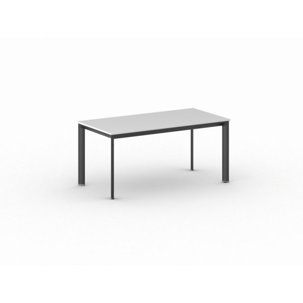 Konferenztisch, Besprechungstisch PRIMO INVITATION 160x80 cm, schwarzes Fußgestell, weiß