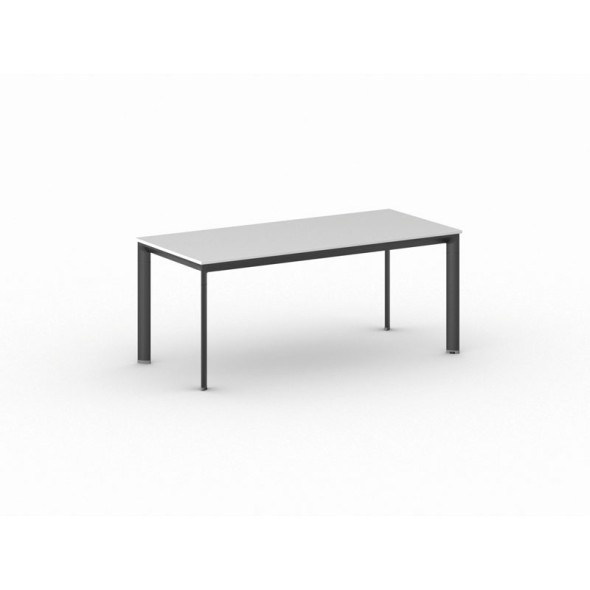 Konferenztisch, Besprechungstisch PRIMO INVITATION 180x80 cm, schwarzes Fußgestell, weiß
