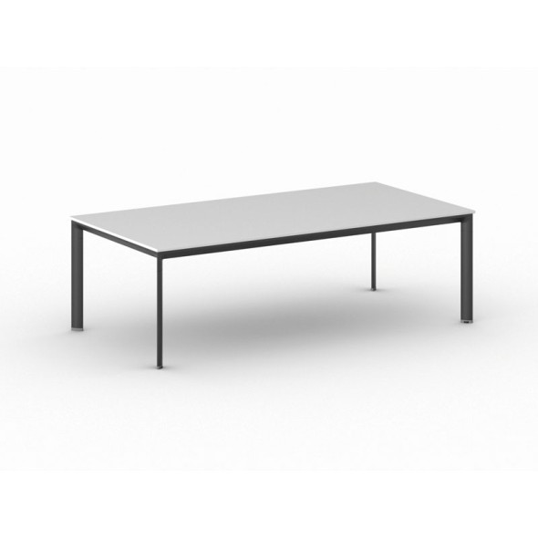 Konferenztisch, Besprechungstisch PRIMO INVITATION 240x120 cm, schwarzes Fußgestell, weiß