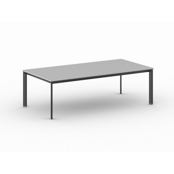 Konferenztisch, Besprechungstisch PRIMO INVITATION 240x120 cm, schwarzes Fußgestell, grau