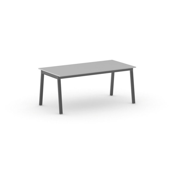 Tisch PRIMO BASIC mit schwarzem Gestell, 1800 x 900 x 750 mm, grau