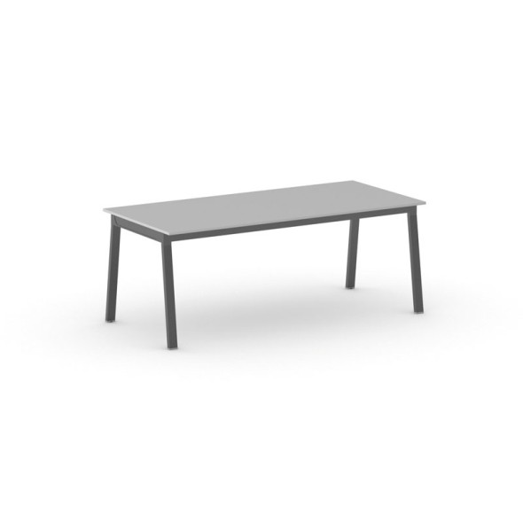 Schreibtisch, Mehrzwecktisch PRIMO BASIC, 200x90 cm, schwarzes Fußgestell, grau