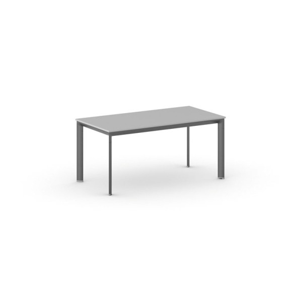 Konferenztisch, Besprechungstisch PRIMO INVITATION 160x80 cm, schwarzes Fußgestell, grau