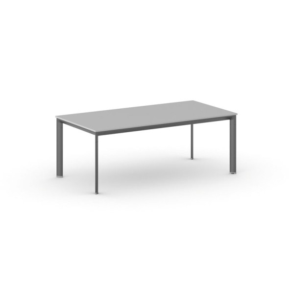 Konferenztisch, Besprechungstisch PRIMO INVITATION 200x100 cm, schwarzes Fußgestell, grau