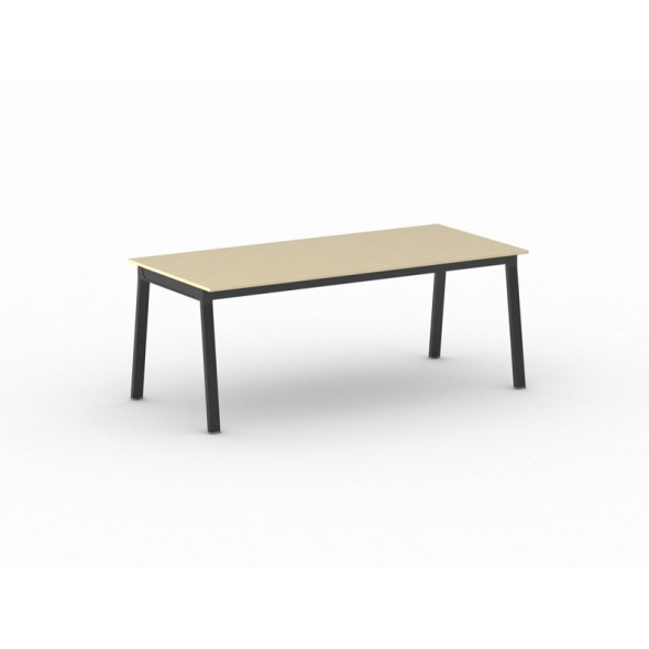 Schreibtisch, Mehrzwecktisch PRIMO BASIC, 200x90 cm, schwarzes Fußgestell, Birke