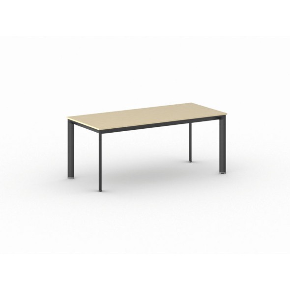 Konferenztisch, Besprechungstisch PRIMO INVITATION 180x80 cm, schwarzes Fußgestell, Birke
