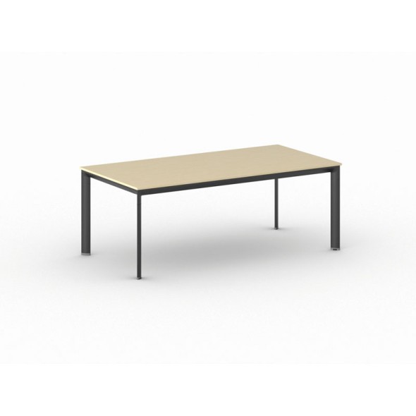 Konferenztisch, Besprechungstisch PRIMO INVITATION 200x100 cm, schwarzes Fußgestell, Birke