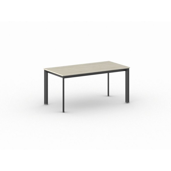 Konferenztisch, Besprechungstisch PRIMO INVITATION 160x80 cm, schwarzes Fußgestell, Eiche natur