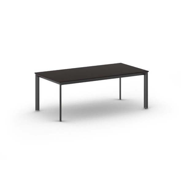 Konferenztisch, Besprechungstisch PRIMO INVITATION 200x100 cm, schwarzes Fußgestell, Wenge
