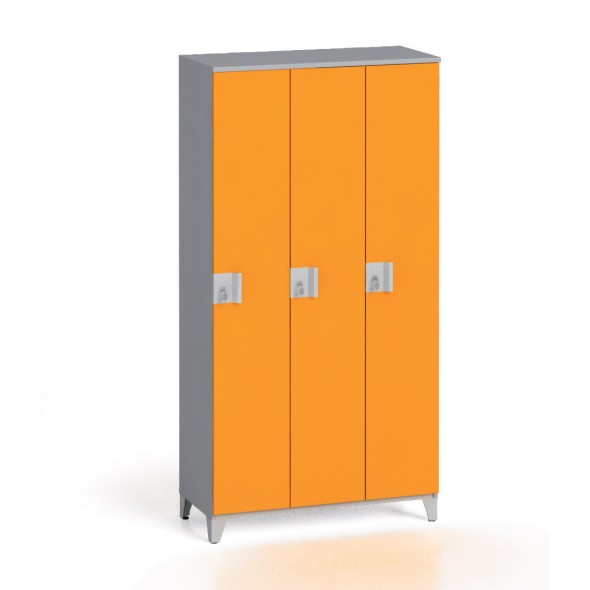 Dreiteiliger Kleiderschrank 1750 x 900 x 400 mm, grau/orange