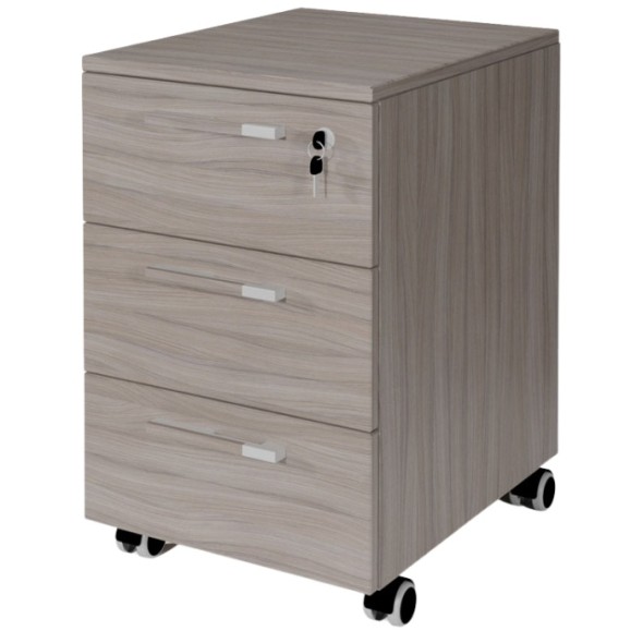 Schreibtischcontainer, Rollcontainer WELS, 3 Schubladen, 408 x 504 x 633 mm, Eiche grau