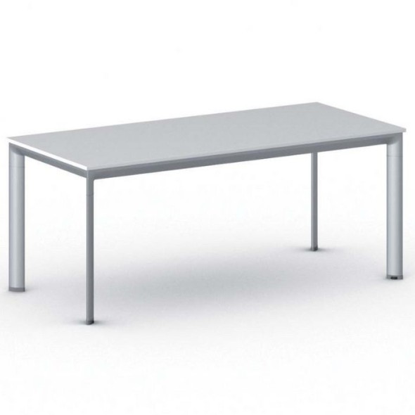 Konferenztisch, Besprechungstisch PRIMO INVITATION 180x80 cm, graues Fußgestell, weiß