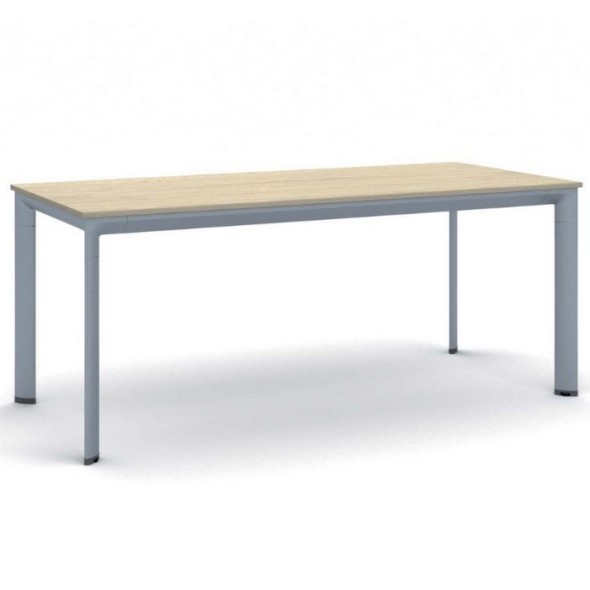 Konferenztisch, Besprechungstisch PRIMO INVITATION 180x80 cm, graues Fußgestell, Eiche natur