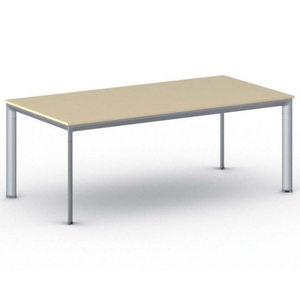 Konferenztisch, Besprechungstisch PRIMO INVITATION 200x100 cm, graues Fußgestell, Birke