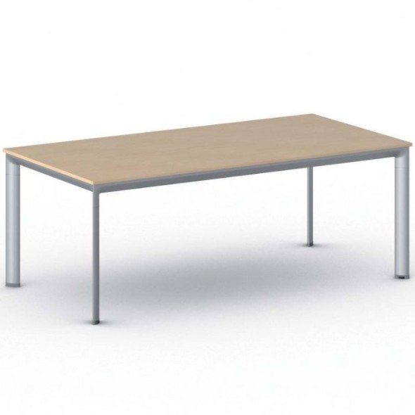 Konferenztisch, Besprechungstisch PRIMO INVITATION 200x100 cm, graues Fußgestell, Buche