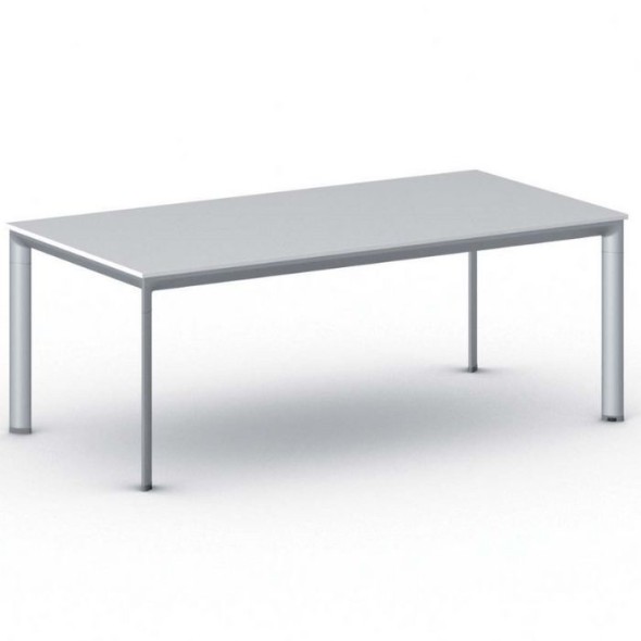 Konferenztisch, Besprechungstisch PRIMO INVITATION 200x100 cm, graues Fußgestell, weiß