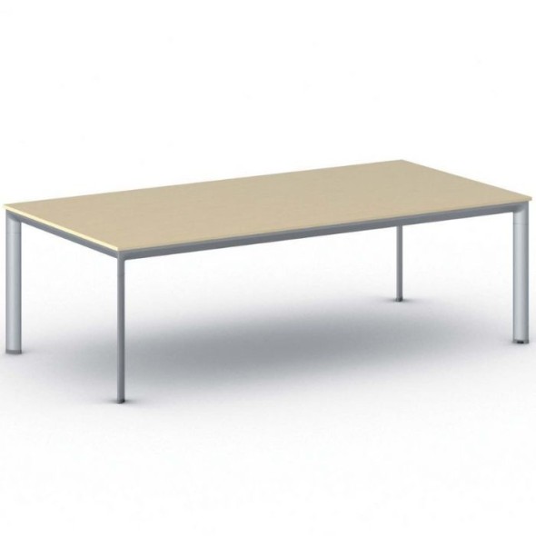 Konferenztisch, Besprechungstisch PRIMO INVITATION 240x120 cm, graues Fußgestell, Birke